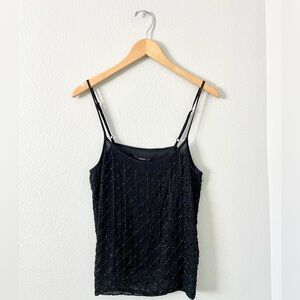 FOREVER 21 | Black Beaded Cami Tank Top - S
